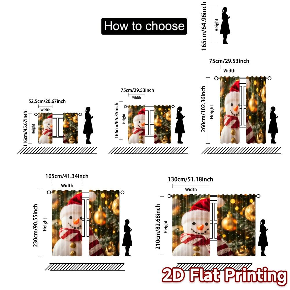 2pcs,Curtains Cute Snowman Christmas Ornaments_b (2) Popular Curtain Fabric Prints Light Filtering Curtains Decorations For Home