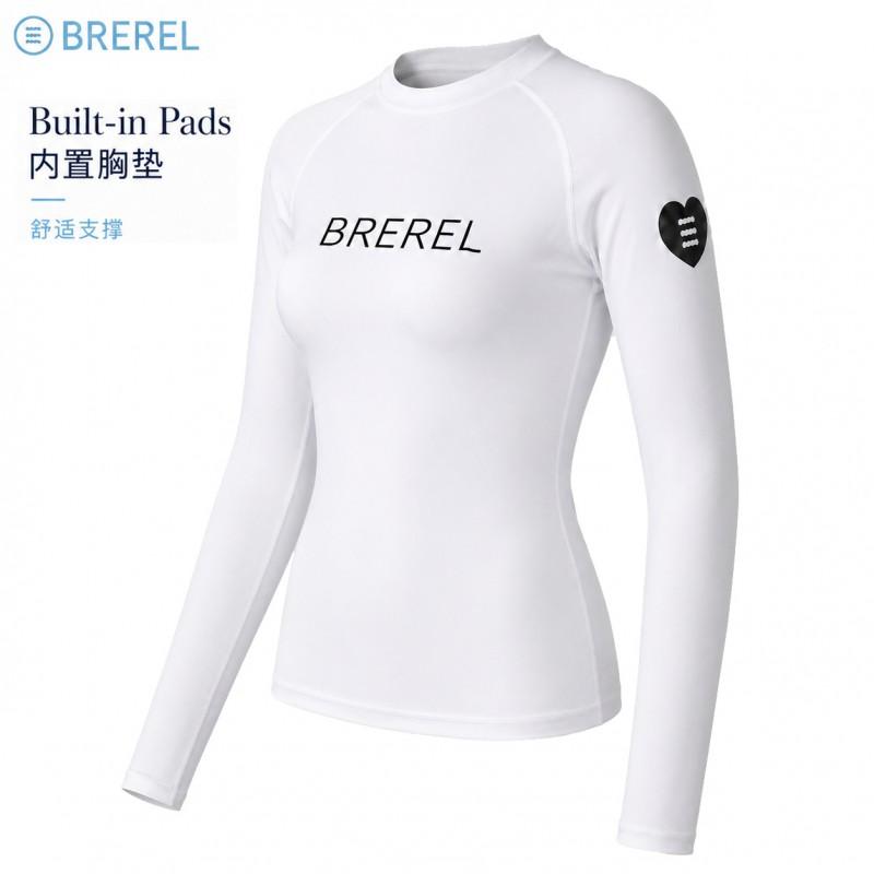 Womens Long Sleeve UPF 50 Rash Guard Swimsuit With Chest Pad Snorkeling Surfing Jellyfish Protection
