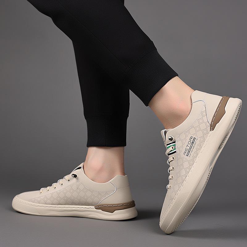 Board Shoes Men's Summer Mesh Breathable White Shoes Trendy Board Shoes Comfortable and Versatile Sports and Leisure Shoes Free