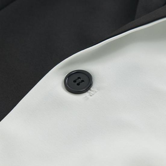 Men Suit Coat Lapel Notch Collar Single Button Long Sleeves Contrast Color Slim
