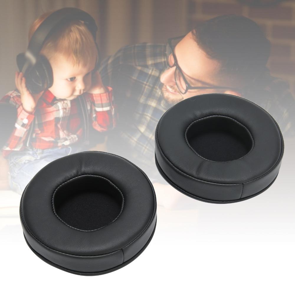 2PCS Black Universal Headphone Ear Pad Sponge + Leather Noise Isolation Ear Pads Cushion Comfortable Ear Covers