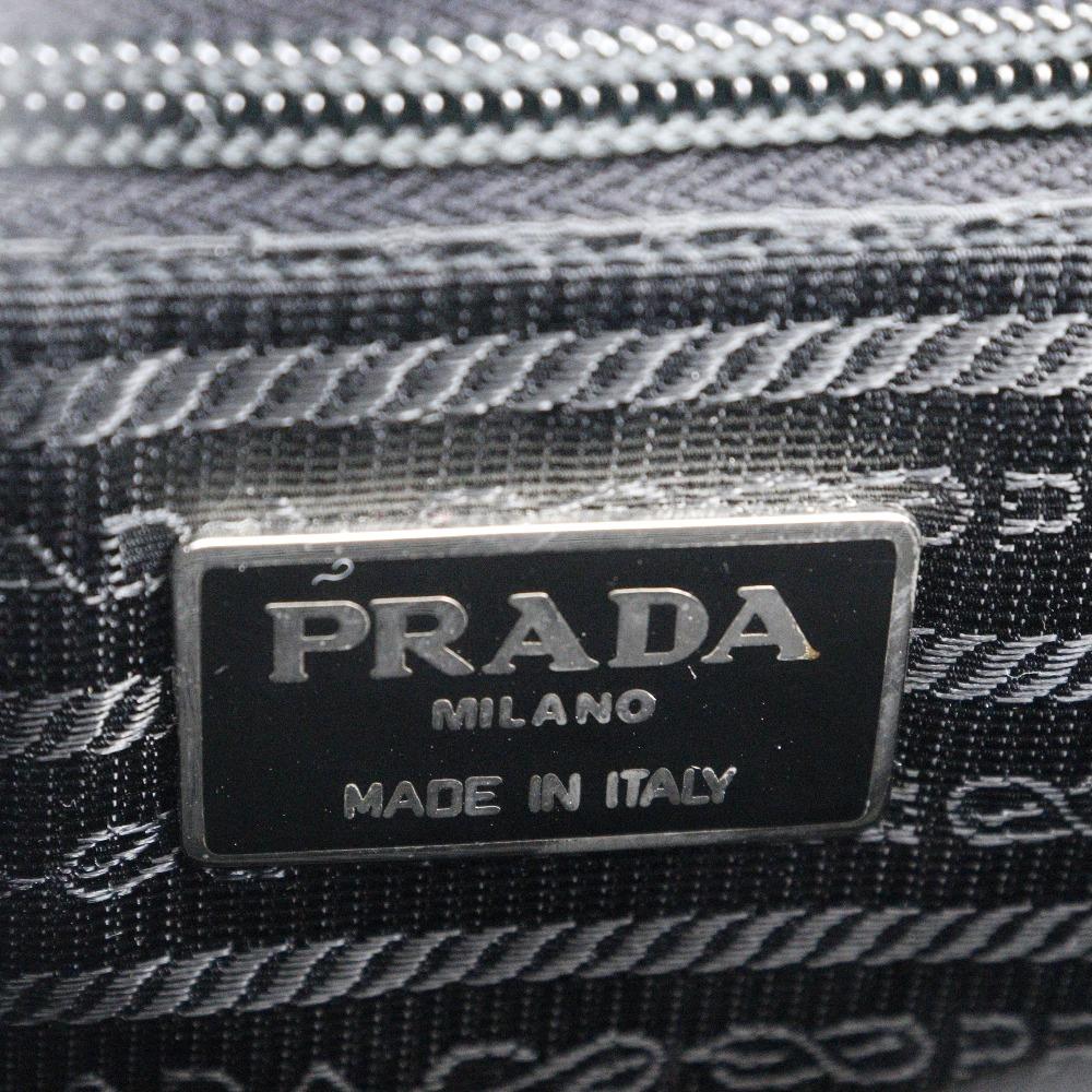 Prada One Belt Shoulder Bag Black Patent Leather Women Used