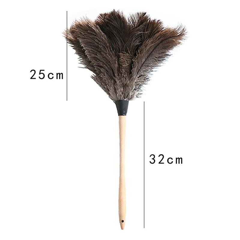 Feather Duster Wooden Handle Duster Anti-Static Dust Removal Dusters Ostrich Duster Feather Fur Brush For Home Cleaning Tools