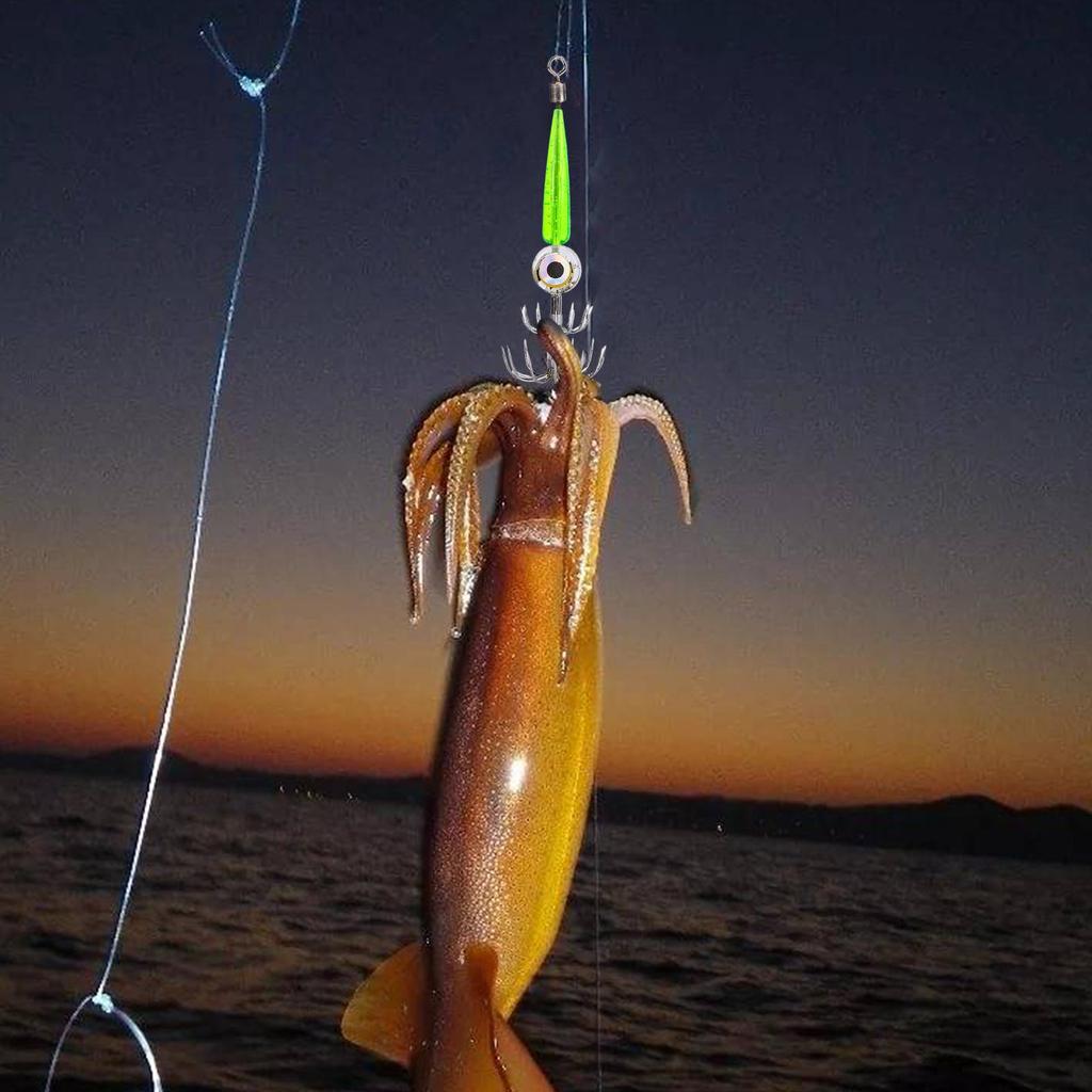 LED Waterproof Fishing Lure Light Squid Jigs Saltwater Glow Squid Hook Squid Jig Hook Kit Electronic Squid Lure Light Hook Kit