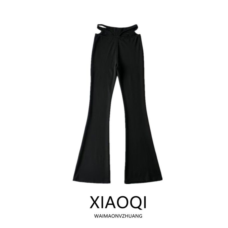 Fashion Wind 2024 Summer New Arrival Low Waist Silm Stylish European and American All-Matching Work Clothing Sexy Waist Leakage Flared Pants