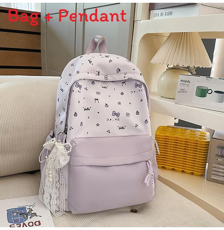 School Backpack For Girls With Oxford Fabric And Butterfly Bow For Teen Study Use