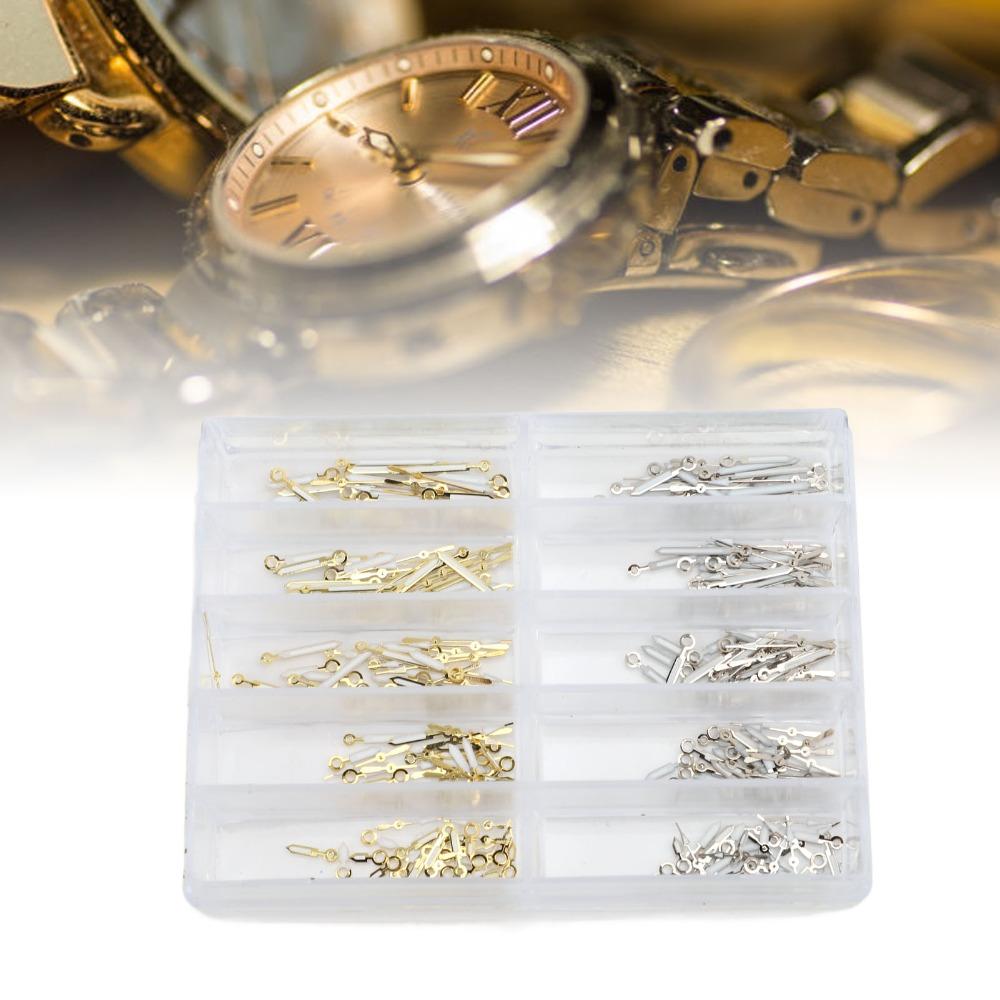 100 Sets Watch Hands Replacement Silver Finish Luminous Watch Hands  Timepiece Enhancement