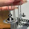 Westwood Black Enamel Square Diamond Necklace: Luxury Autumn Winter Sweater Chain for Men & Women