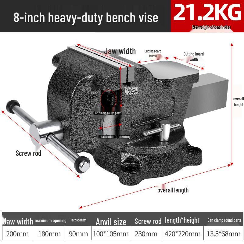 Heavy-Duty Old-Fashioned Multifunctional Bench Vise, 6-10 Inch, for Industrial Use