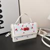New cute cherry printed messenger bag twist portable small square bag splicing contrasting color design shoulder bag tide