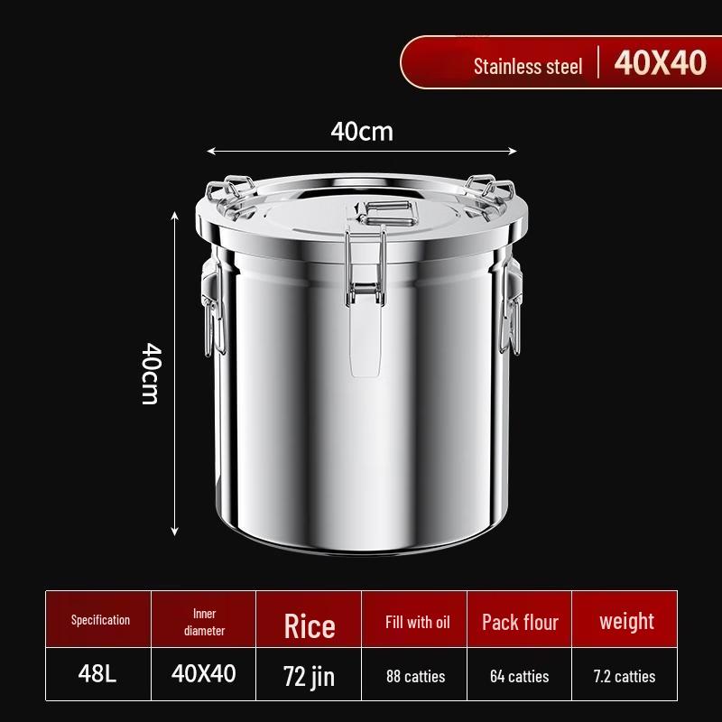 48L Stainless Steel Sealed Storage Bucket
