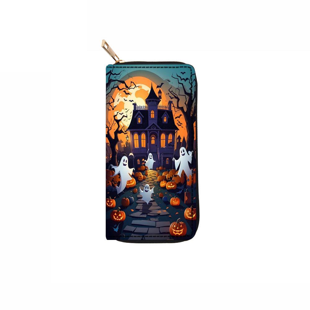 New Skull Long Zipper Wallet Halloween Clutch Wallet