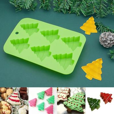 Moule de cuisson en silicone 3D en forme de sapin de Noël, 6 cavités, pour mousse de Noël, fondant, décoration de gâteaux, accessoires de cuisine