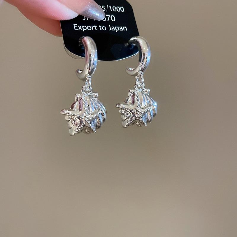 Silver needle super flash zircon pearl geometric round flower earrings simple personality stud earrings niche design earrings women