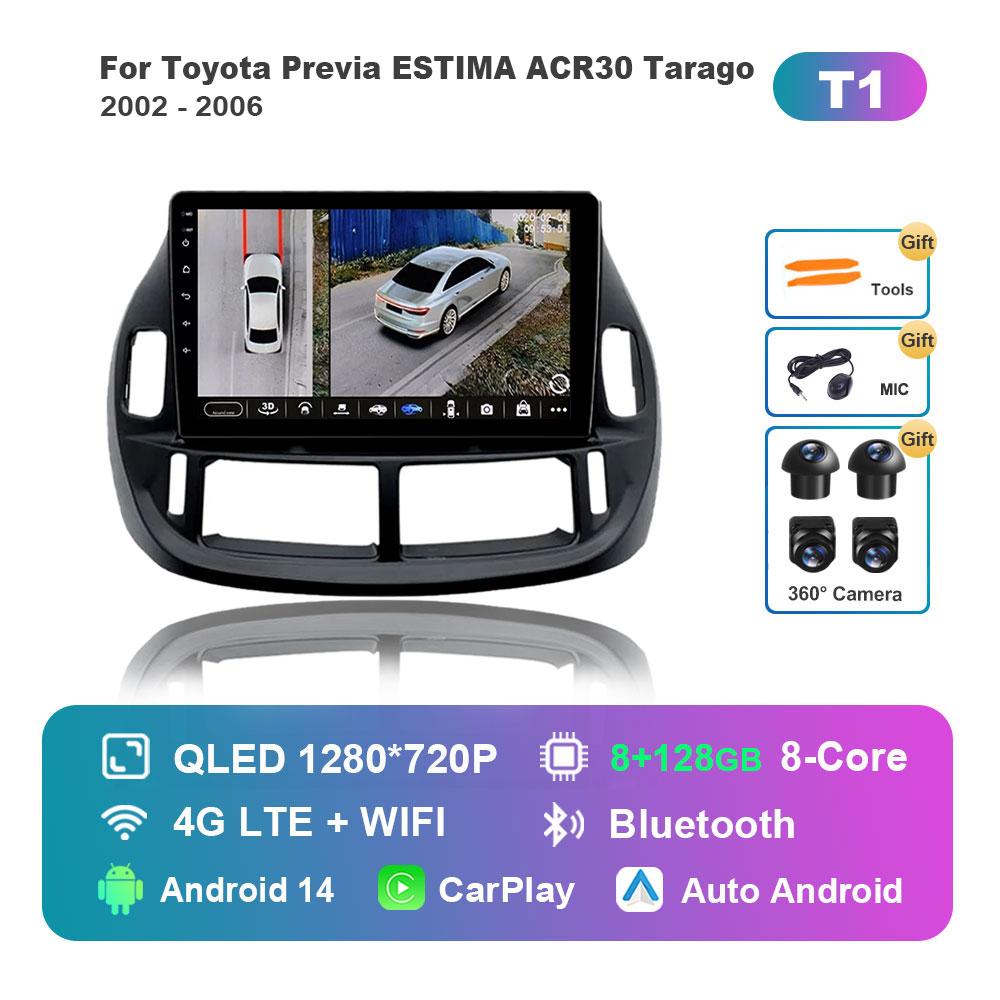 Car Radio Multimedia Player Android 14 for Toyota Previa ESTIMA ACR30 Tarago 2002 - 2006 GPS 4G WiFi Bluetooth Split Screen
