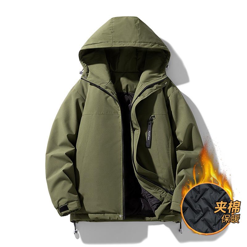 Jackets Hooded Men's Loose Solid Color Large Size Work Clothes Autumn Tops Men's and Women's Waterproof and Windproof Couple's Jackets