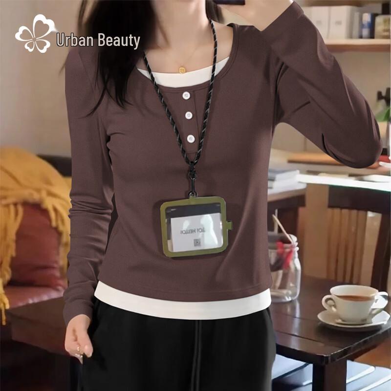 Women s Faux Two-Piece Long-Sleeve T-Shirt M