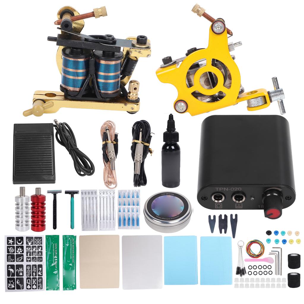Coil Tattoo Machine Kit Clip Foot Pedal Tattoo Grip Needle Clip Cord Beginner Tattoo Tool Set