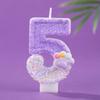Dreamy Purple Gradient Cat Paw Number Candles - Creative Cartoon Cake Decorations
