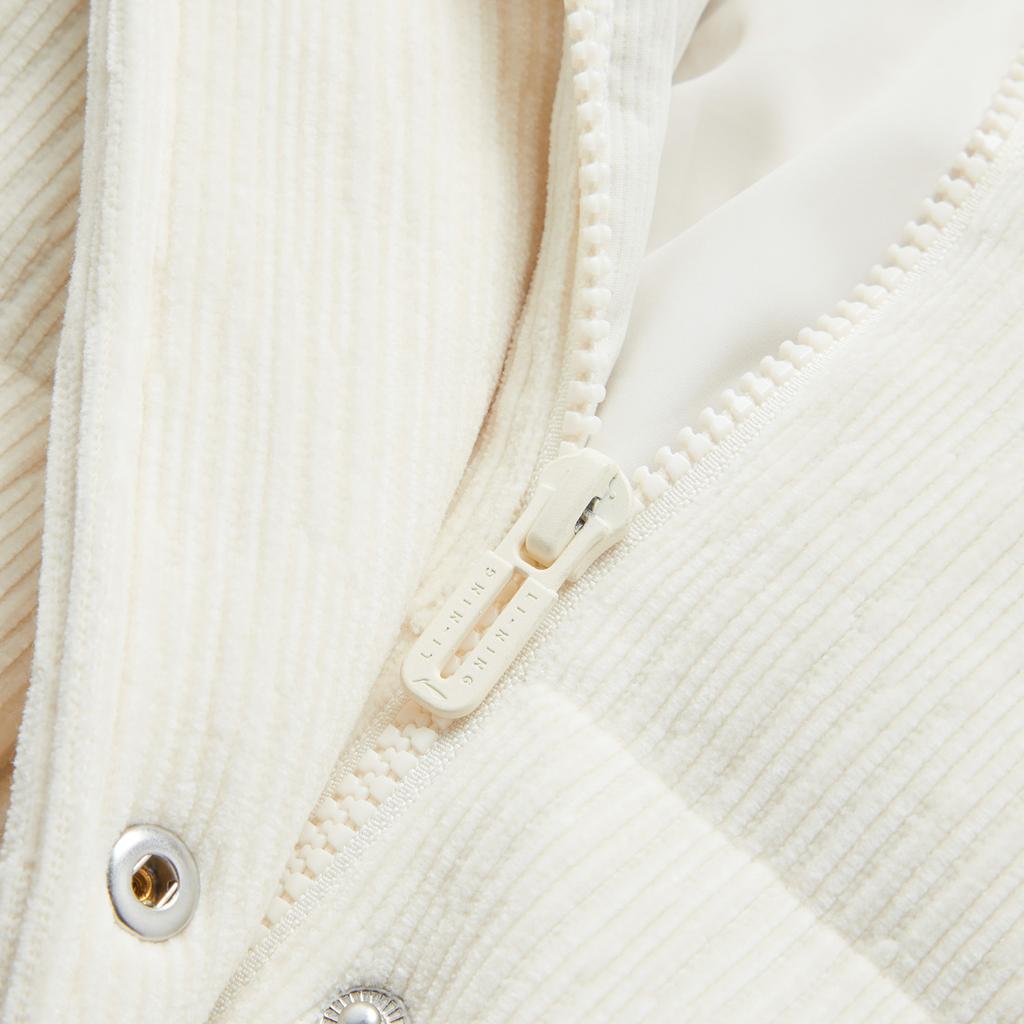 Li Ning Comfortable Casual Short Simple Down Jacket Women Jacket Off-White AYMU034-4