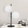 NETTLIFE Lampada da tavolo - 2 paralumi sferici bianco latte, base nera, attacco E27