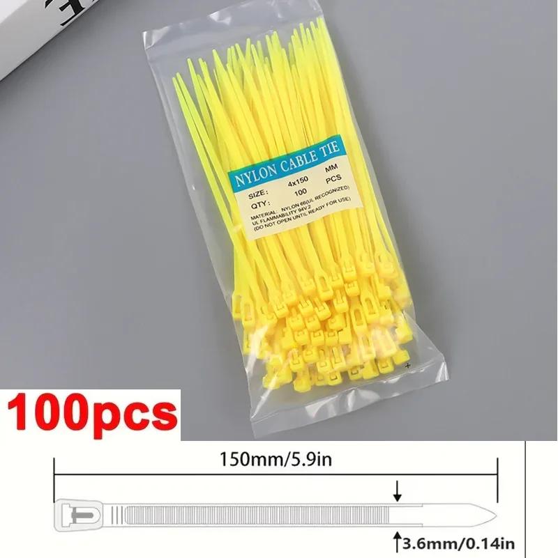100 Pack Colored Plastic Zip Ties, Reusable Detachable Adjustable Cable Ties for Daily Packing & Decoration