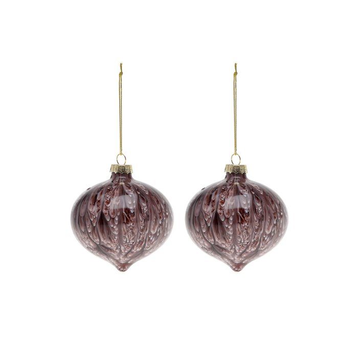 Boules De Noël - BIGBUY CHRISTMAS - Marron - 8 Cm - Verre - Lot De 2 Pièces