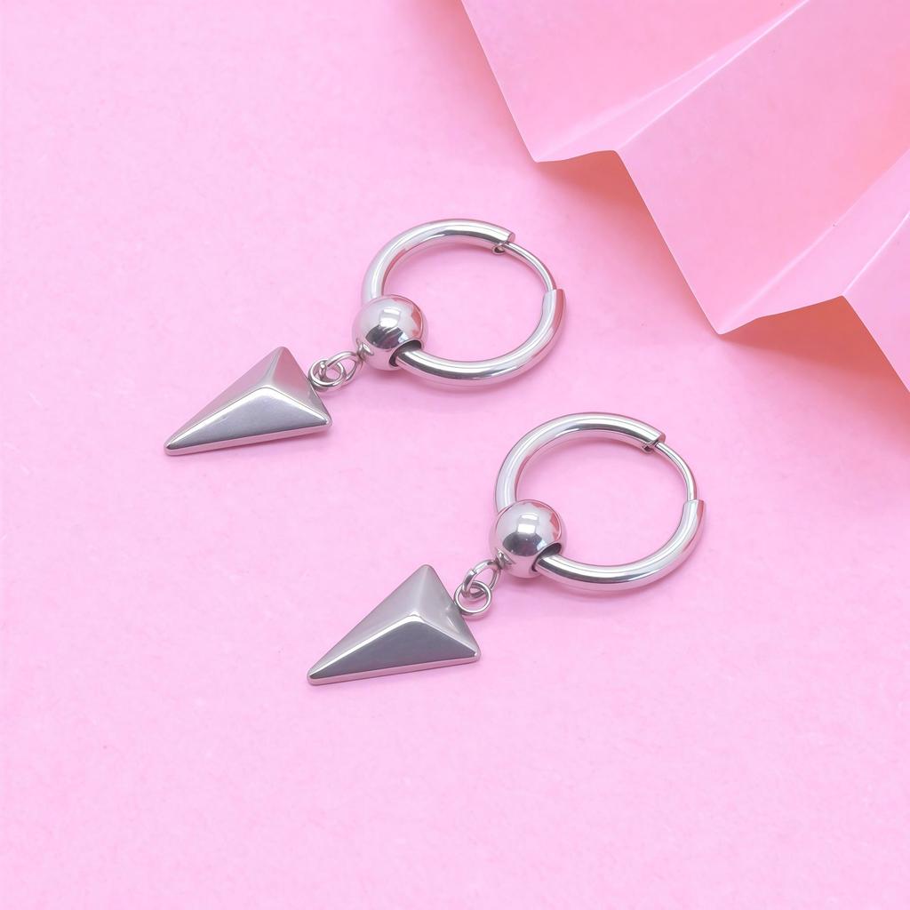 Unisex Minimalist Stainless Steel Cone Pendant Earrings