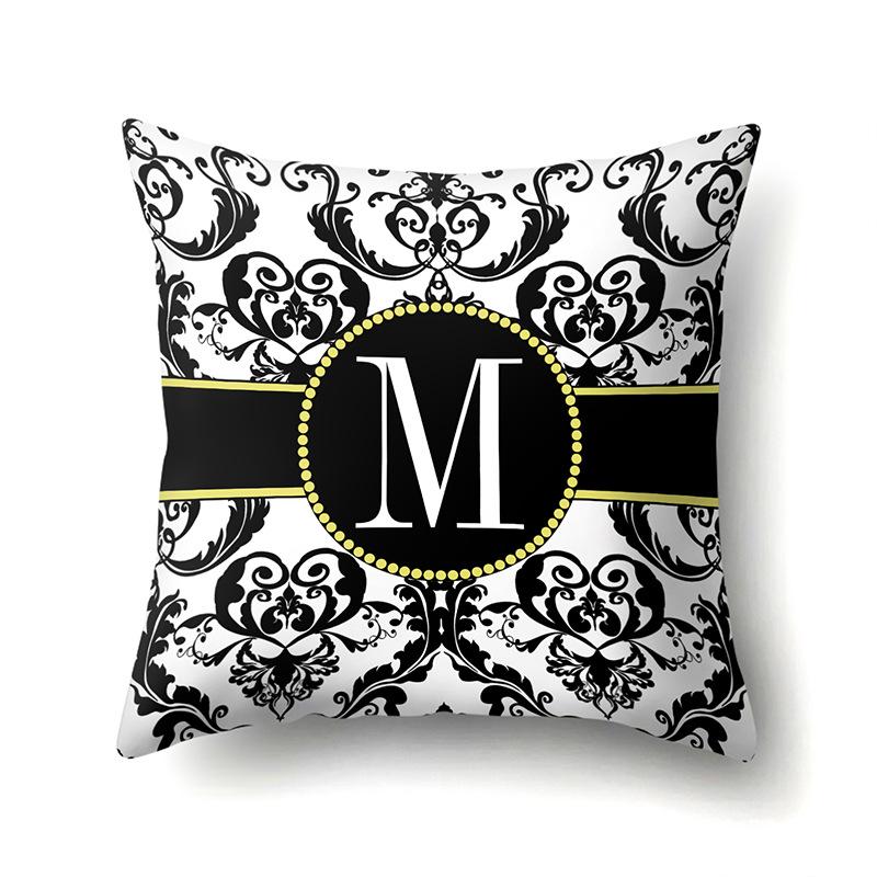 Polyester Pillow Case Home Decoration Geometric Print 26 English Letters Bedside Cushion Cover