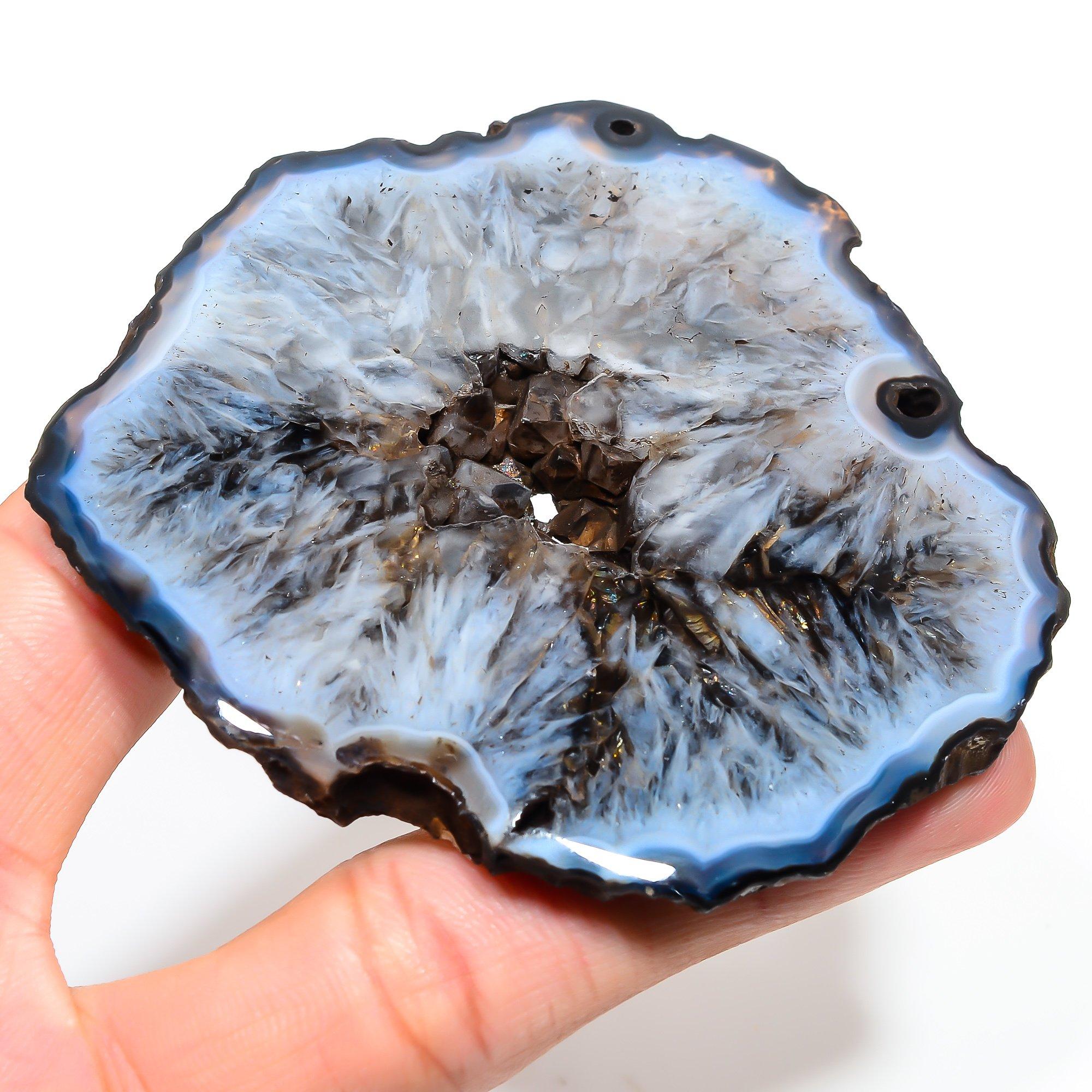 

Natural Black Solar Quartz 8x8.6cm Cabochon Fine Gemstone 476.15Cts. K5Y34