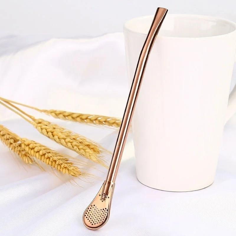 1 Pcs Multi-functional Fashion New Style High-grade Drinking Straws, Healthy Stainless Steel Straws & Stir Bar & Spoons