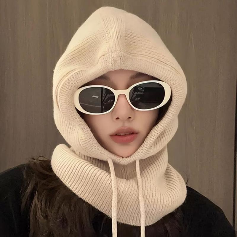 Korean Balaclava Hat Women'S Winter Warm Hat Scarf Couple Style Wool Knitted Hat
