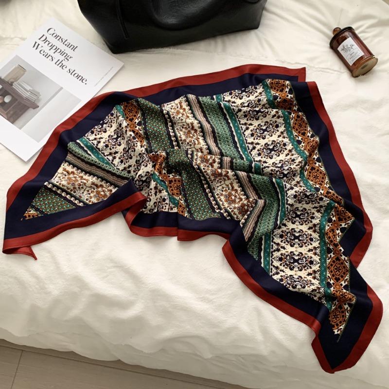 Cashew flower silk scarf new trend bag headscarf headband neck protector scarf scarf small shawl triangle scarf fart curtain