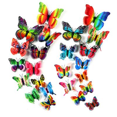 24ks 3D samolepky na stěnu s motýly Magnet s dvojitými vrstvami Gradientové samolepky na zeď Art with Sponge Gum