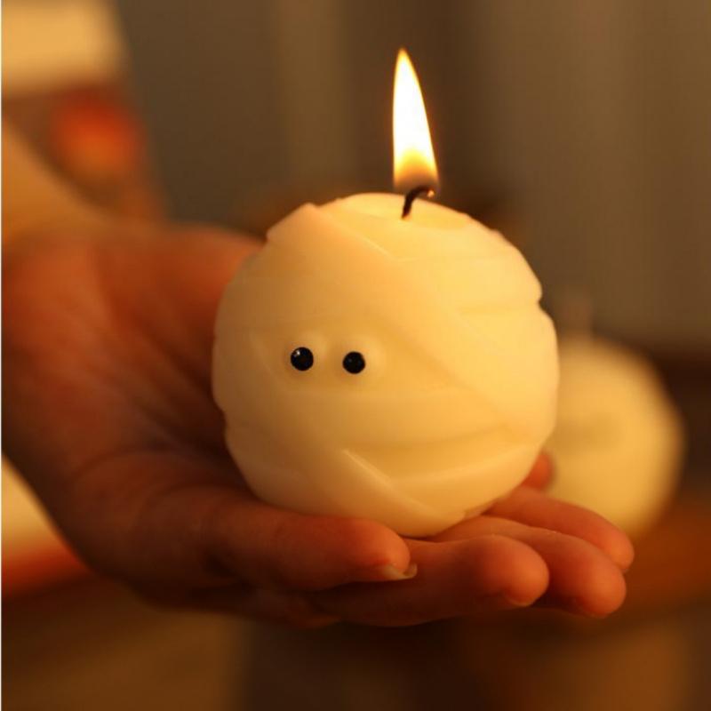 1pc Mummy Scented Candle Creative Bandage Shaped Candle Gift For Halloween Party Table Decorations Ornaments