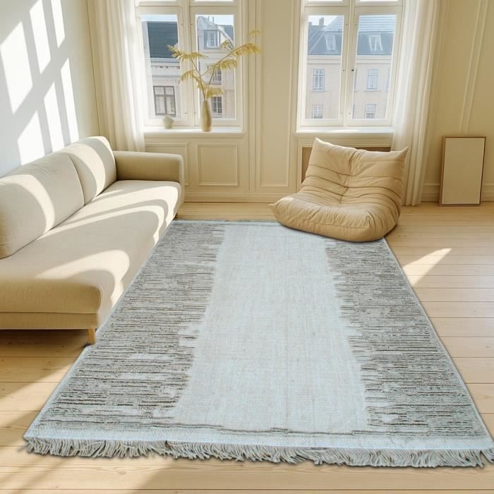 Handcrafted Natural Jute Rug Beige Reliefs 120x160