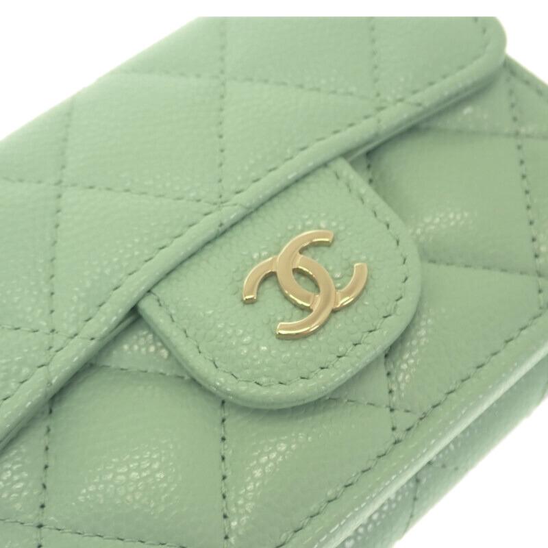 Chanel AP0230 Tri-fold Wallet Green Women