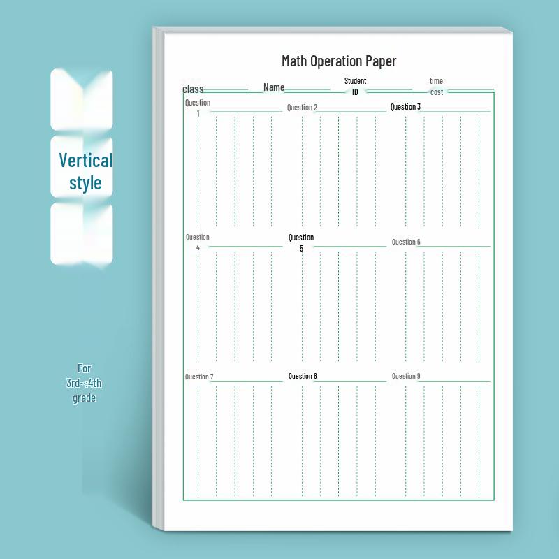 Книга для практики элементарных математических вычислений с выровненными разделами 20 Sheets/Book