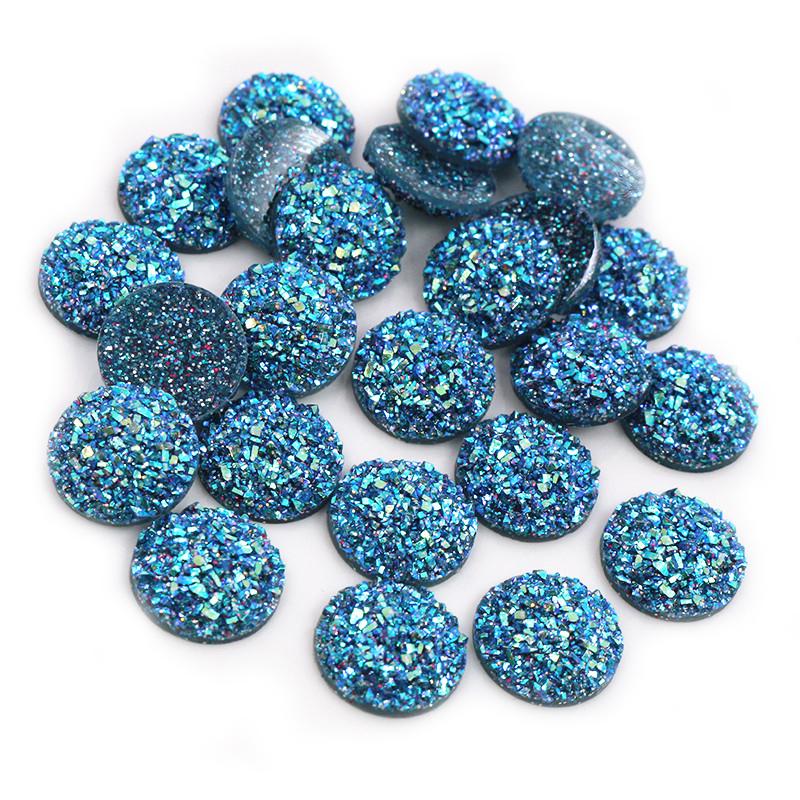 New Fashion 40pcs 12mm Mix Blue Colors Flower Style Flat back Resin Cabochons Cameo