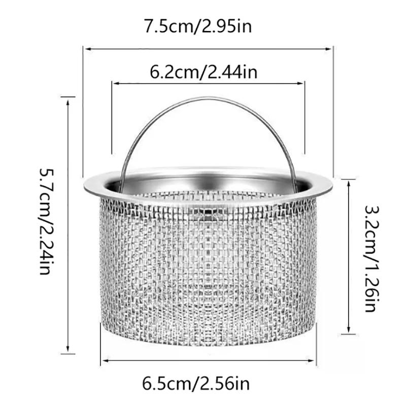 Stainless Steel Bathtub Hair Catcher Stopper Shower Drain Hole Filter With Handle Metal Sink Strainer Floor Drain For Kitchen