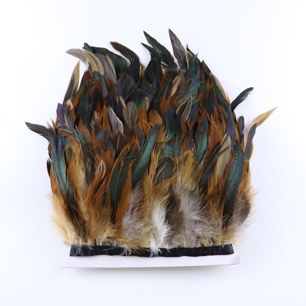 1 Meter Balck Rooster Hair Natural Feathers  Trim Fringe 13-18cm Ribbon for Sewing Clothing Party Decorations Craft Accessories