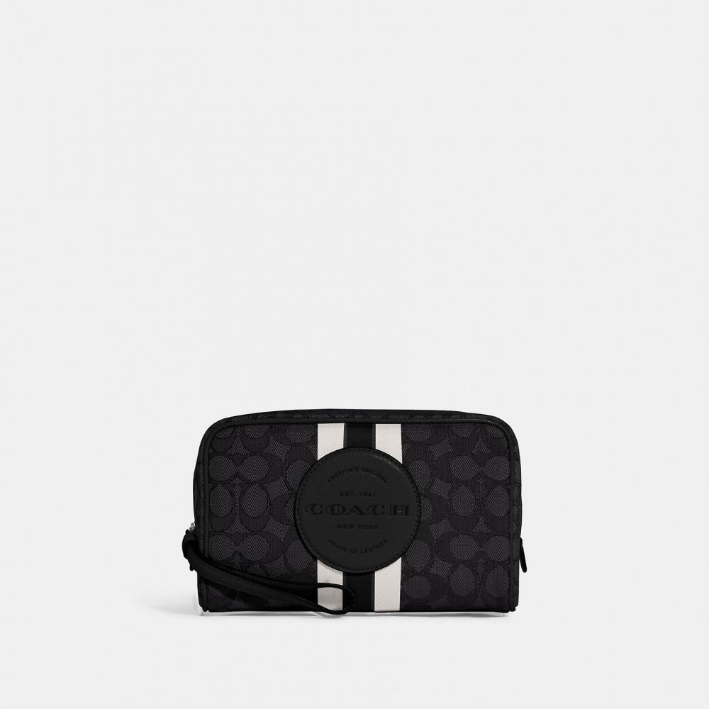 

Coach Dempsey Boxy Cosmetic Case 20 In Signature Jacquard With Stripe And Coach Patch