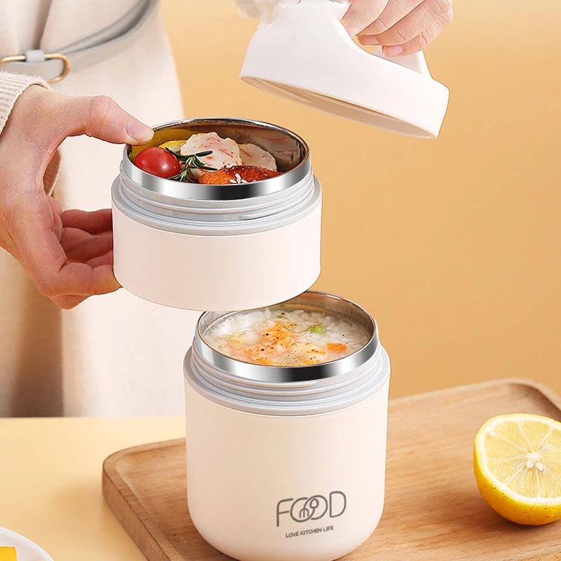 

Портативный термобокс для обеда из нержавеющей стали, изолированный мешок для обеда, грелка для еды, чашка для супа, коробка для еды Bento для детей, термос