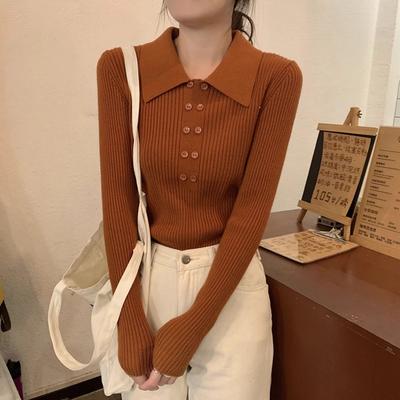 Polo Collar Soft Sweater Inner Wear Autumn Winter Women's Temperament Base Layer Knitwear Unique and Exquisite Top