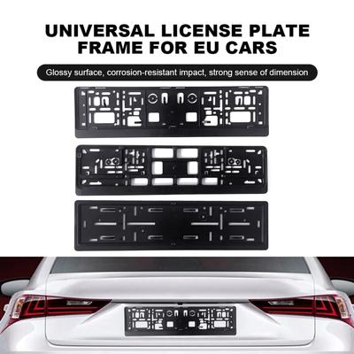 License Plate Frame, Black PP Car License Plate Cover, Universal EU Car License Plate Bracket Holder Rustproof