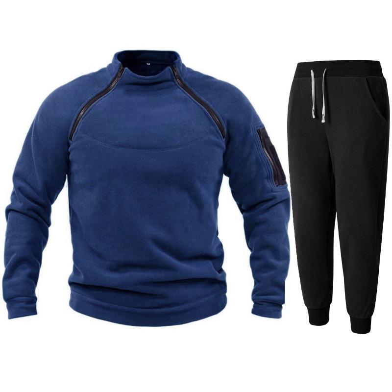 Autumn and Winter Sports New Stand Collar Long Sleeve Pullover Personality Casual Coral Velvet Jacket Set