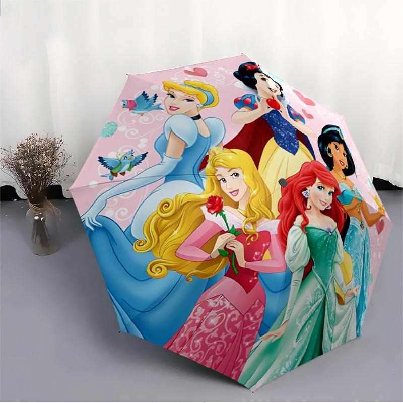 1pc Disney Princess Automatic Folding Umbrella - Portable Foldable Design with 8 Ribs, Durable Plastic & Iron Frame, Outdoor Umbrella Yy250731027