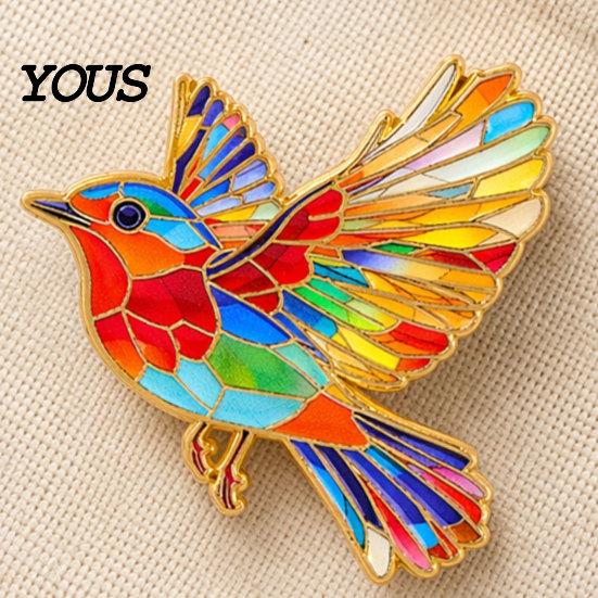 Hat Decoration Pin Brooch with Safety Buckle, Enamel Painting Flying Bird Design Lapel Crow And Pin, Zinc Alloy Metal Base Badge for Coats Shirts