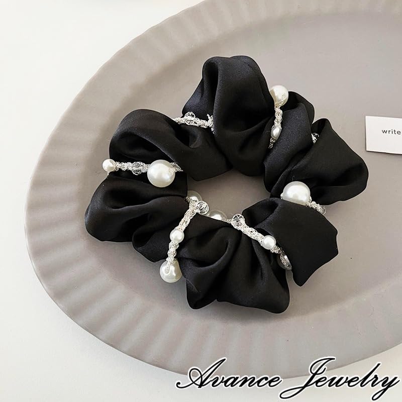 Avance Hair Hair Cute for Accessory, Tie, Scrunchie, Adults, Women's (Black)