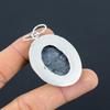 Oval Black Fossil Coral Gemstone 925 Silver Trendy Sister Anniversary Pendant